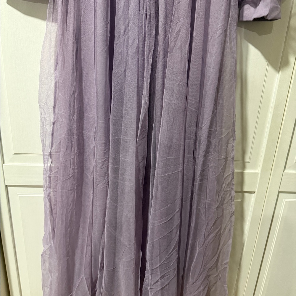 Lavender Long-Sleeve Maxi Dress with Sheer Overlay like size 12 Size 44 - Picture 10 of 11